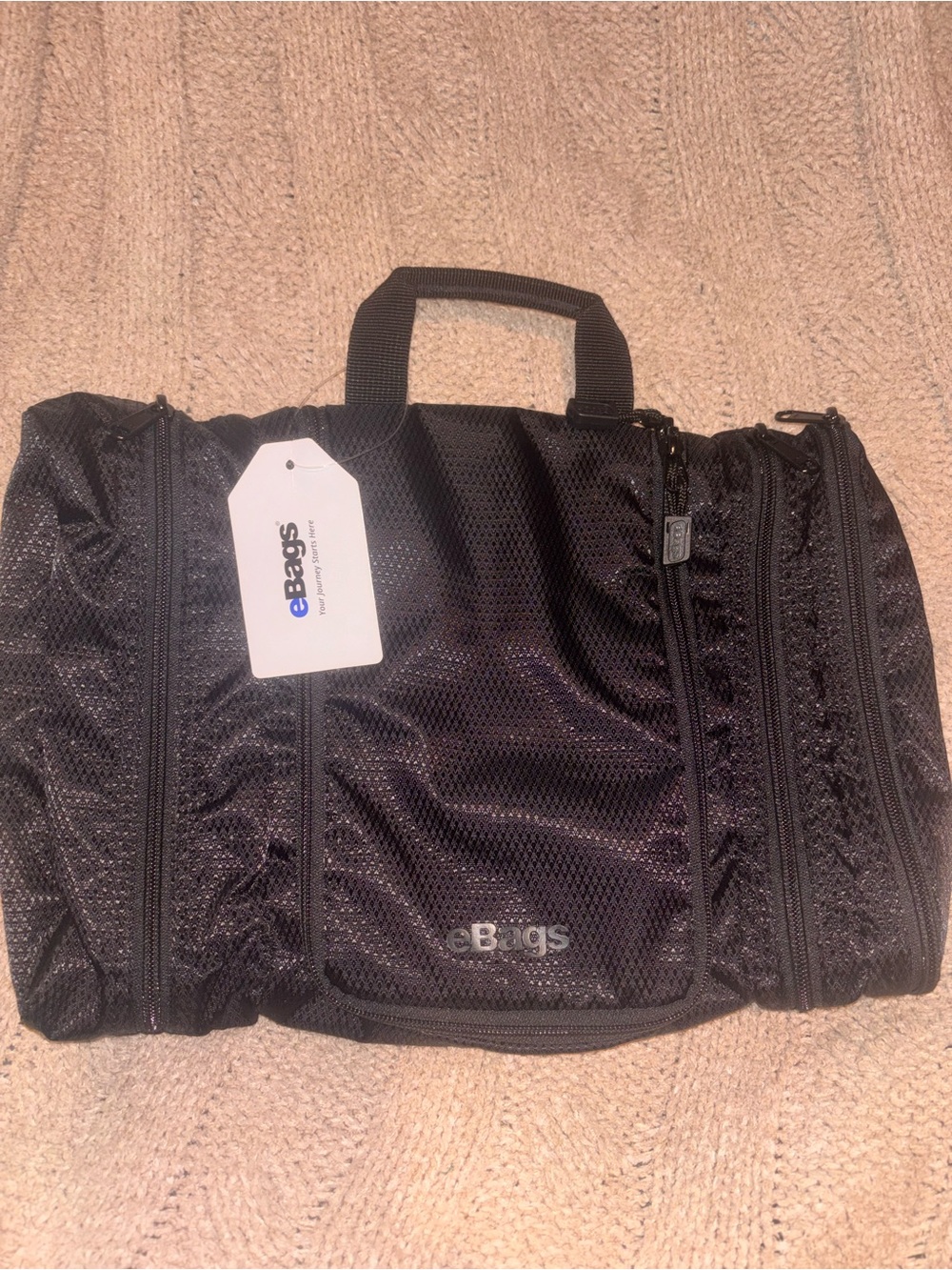 eBags Pack-it-Flat Toiletry Kit Black Hanging Travel Organizer NWT